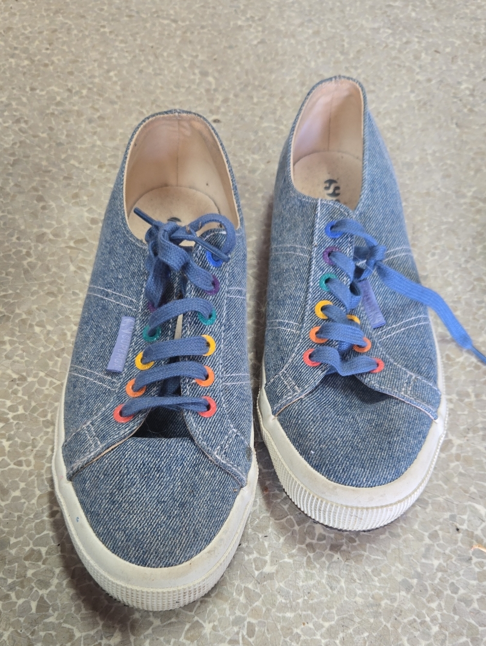 Superga Denim Rainbow Eyelet Casual Sneakers